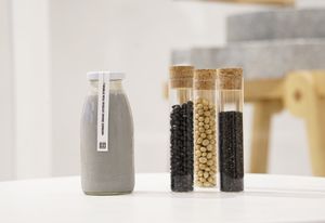 Our handmade organic soy milk flavored with black beans and black sesam is prepared with the traditional chinesse way using hand-pulled stone mills keeping the flavour of soy to th at Soi & Co in Berlin