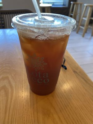 Iced organic black tea  at Lota Veco in East Northport