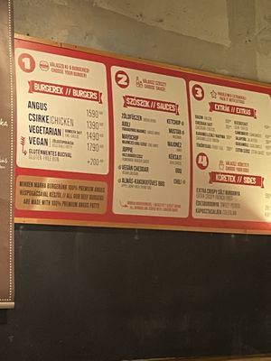 Menu board #Veganuary at Burger Market in Budapest