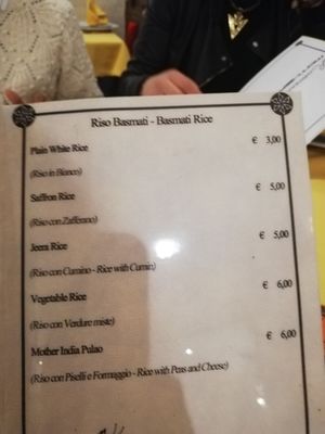 Vegan menue 2 at Mother India in Rome