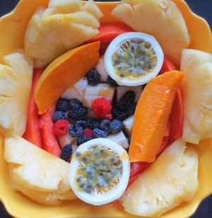 Local fruits at Tehuti Cafe in Kingston