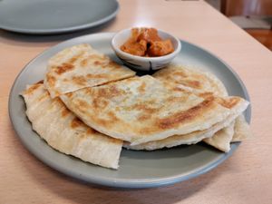 Roti and peanut sauce at Madame K's Vegan- CBD in Melbourne
