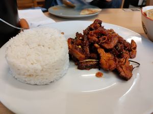 Lemongrass chili beef. Excellent at Madame K's Vegan- CBD in Melbourne