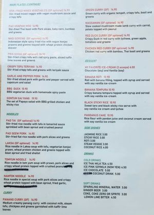 menu at Madame K's Vegan- CBD in Melbourne
