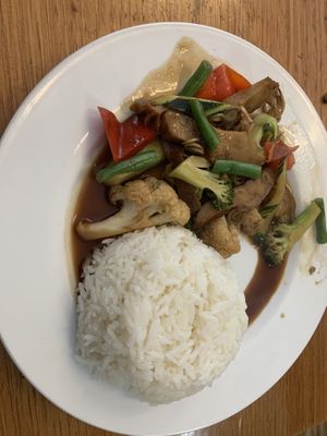 Lemongrass duck stir fry (main dish)  at Madame K's Vegan- CBD in Melbourne