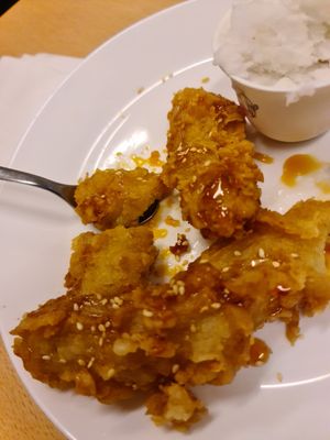 Banana tempura at Madame K's Vegan- CBD in Melbourne