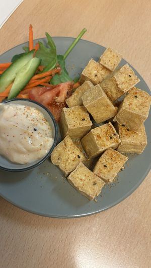Japanese spiced tofu  at Madame K's Vegan- CBD in Melbourne