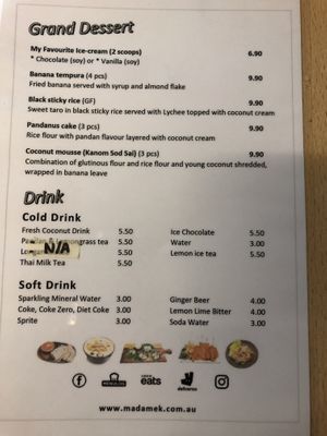 Dessert and Drinks Menu - 18Feb20 at Madame K's Vegan- CBD in Melbourne