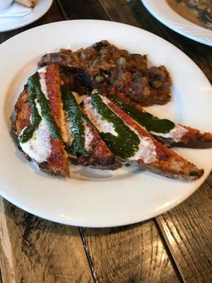 Eggplant carbonara  at Red Lentil in Watertown