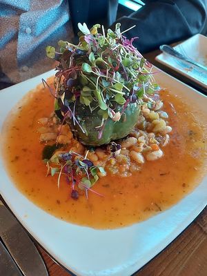 Stuffed pepper, gorgeous presentation, right? at Red Lentil in Watertown