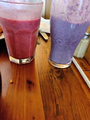 Tropical blend and berry blast smoothies at Red Lentil in Watertown