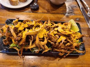 Oyster mushroom app at Red Lentil in Watertown