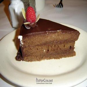 Chocolate raspberry cake at Red Lentil in Watertown