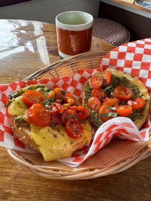 Toasted bagel  at The Cardinal Herbs Teas and Spices in Honokaa