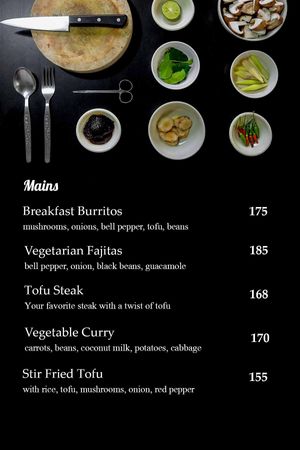 Menu for B-Belle's Vegetarian Cuisine Page 1 at B-Belle's Vegetarian Cuisine in El Nido