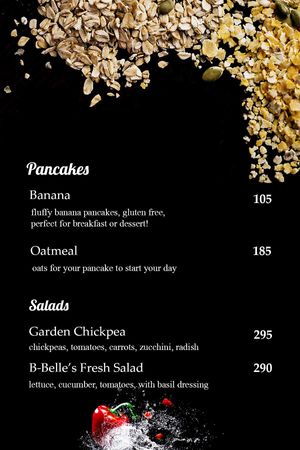 Menu for B-Belle's Vegetarian Cuisine Page 4 at B-Belle's Vegetarian Cuisine in El Nido