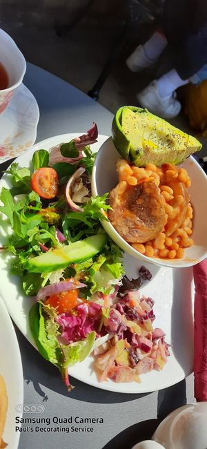 Jacket potato with beans and avocado at Leila's Kitchen in Hebden Bridge