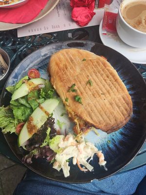 Sausage and cheese toastie at Leila's Kitchen in Hebden Bridge