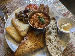 Full vegan breakfast   at Leila's Kitchen in Hebden Bridge