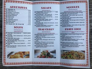 Menu continued at Jack & Jin's Thai Restaurant in Findlay