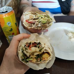 Top: falafel sandwich. Bottom: Végétarien Du Chef sandwich at Aux Vieux Cèdres in Paris