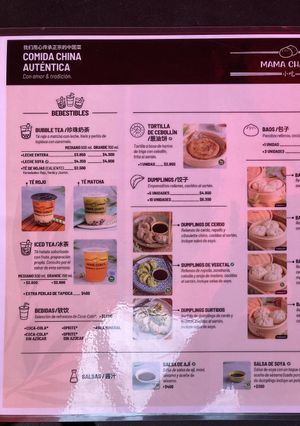 Menu  at Mama Chau's in Santiago