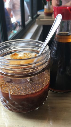 Spicy sauce: delicious  at Mama Chau's in Santiago