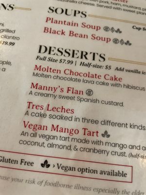 Menu  at De La Vega in Deland