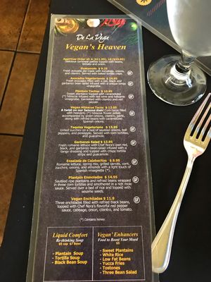 Vegan Menu Options at De La Vega in Deland