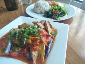 Eggplant and tomato at Dilicious in Dili