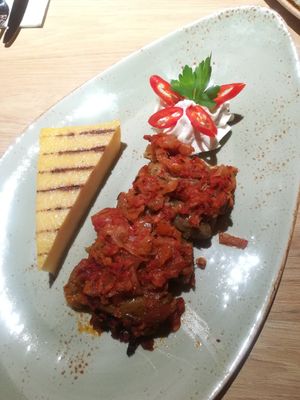 Cabbage rolls and polenta at Vegan Spartan in Hemel Hempstead