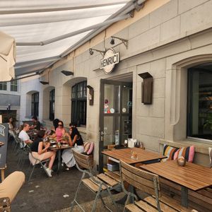 Under the awning. at Cafe Henrici in Zurich