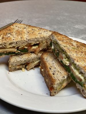 Lemon ‘chicken’ and basil salad options, both yum. at The Back Room in Thames
