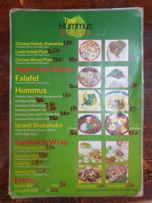 Menu, not all vegan in photo! at The Hummus Shack in Koh Phangan