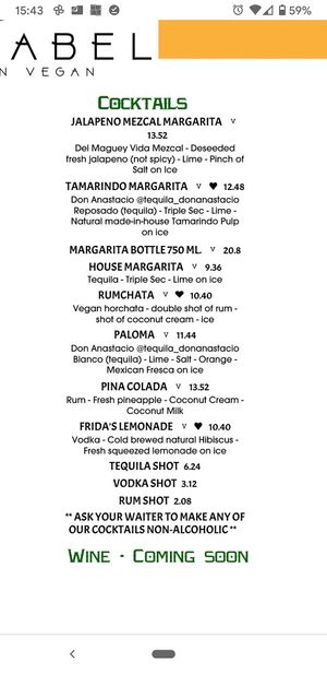 From drinks menu at Cascabel in Houston