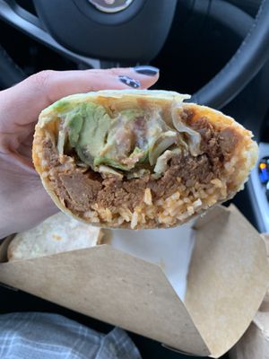 Burrito w/ tinga and spanish rice at Cascabel in Houston