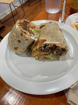 Mushroom fajita burrito at Cascabel in Houston