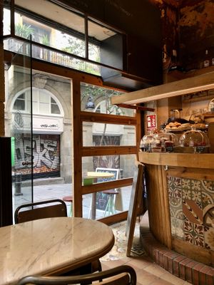 View onto the street.  at The Vegan Corner in Barcelona