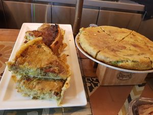 Quiche and Spanish omelet at The Vegan Corner in Barcelona