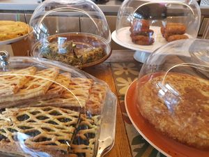 Savory pies and croquettes at The Vegan Corner in Barcelona