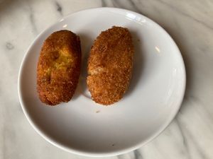 Mushroom and Seitan rice balls  at The Vegan Corner in Barcelona