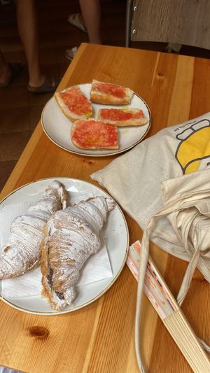 ‘nutella’ croissants and pan con tomate   at The Vegan Corner in Barcelona