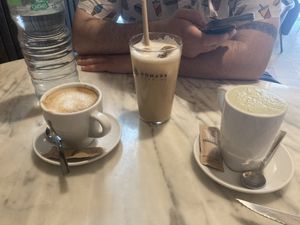 Hot and cold coffee and matcha!   at The Vegan Corner in Barcelona