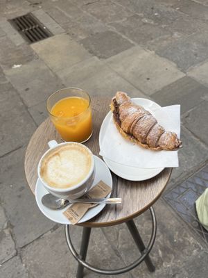 Nutella croissant, orange juice and oat milk cappuccino   at The Vegan Corner in Barcelona