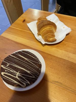 Croissant and chocolate cookie  at The Vegan Corner in Barcelona