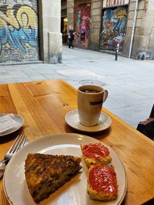 Table with a view at The Vegan Corner in Barcelona