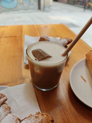 Iced latte at The Vegan Corner in Barcelona