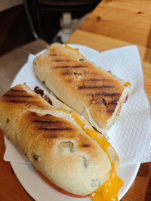 Sandwich with cheese and avocado at The Vegan Corner in Barcelona