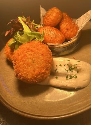 Cheese & Chive Potato Cakes (Special)  at The Masons Arms in Warkworth