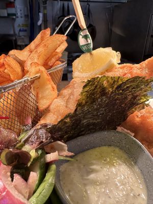 ‘Fish’ & Chips - Made with Banana Blossom  at The Masons Arms in Warkworth